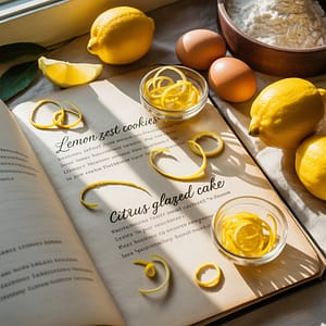 Lemon recipes with fresh ingredients displayed